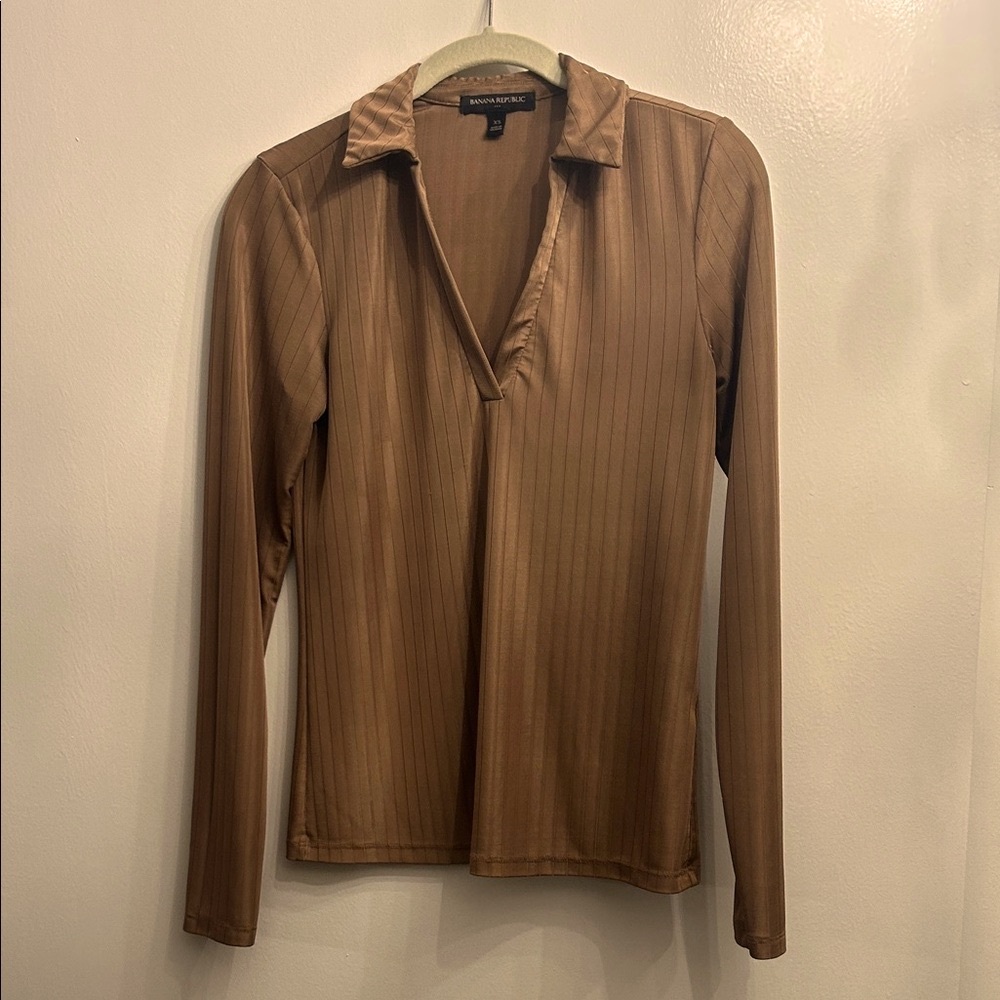 Banana Republic Tan Collared Blouse
